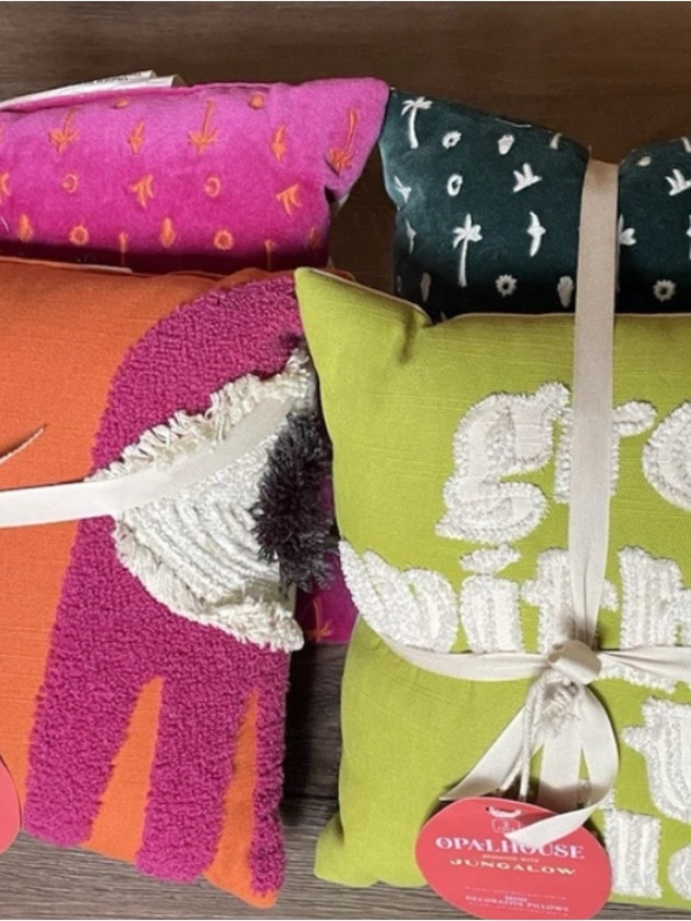 Opalhouse Decorative 4 Mini Throw Pillows with Jungalow 10" Fushia Orange Green